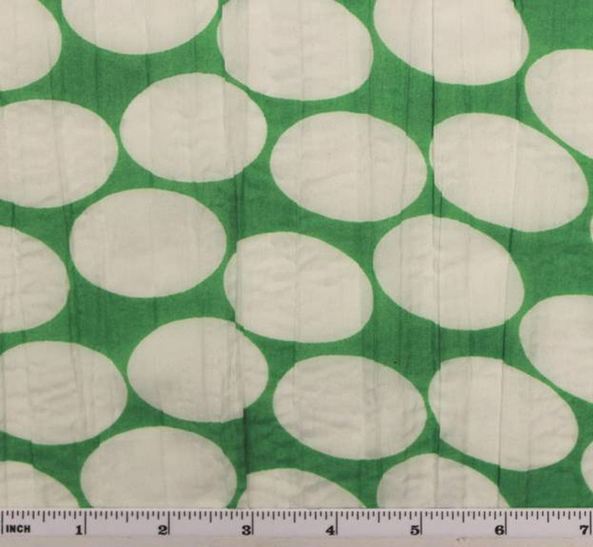 1 Yard Crinkled Voile Dot Print Green/White Fabric, 48/50? Wide 100% Polyester