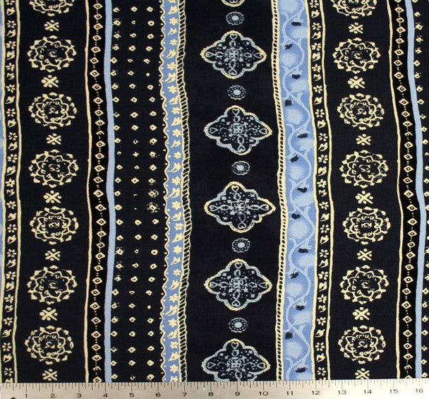 1 Yard Navy/Ivory Rayon Crinkle Fabric 52/54" Wide Lightweight Apparel Material