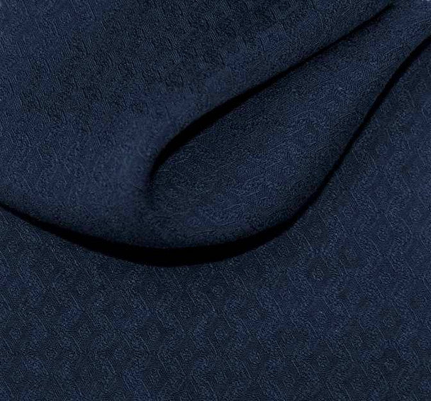 1 Yard Blue Diamond Pattern Rayon Jacquard Midnight Fabric 53/54" Width