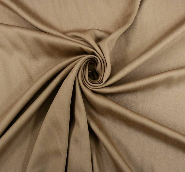 Khaki Rayon Satin Stretch 1 Yard Fabric 53/54" Wide Soft Draping Apparel & Decor Material