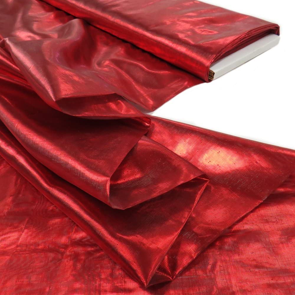 1 Yard Red Nylon Metallic Tissue Lame Fabric 60 Inches Wide Vibrant