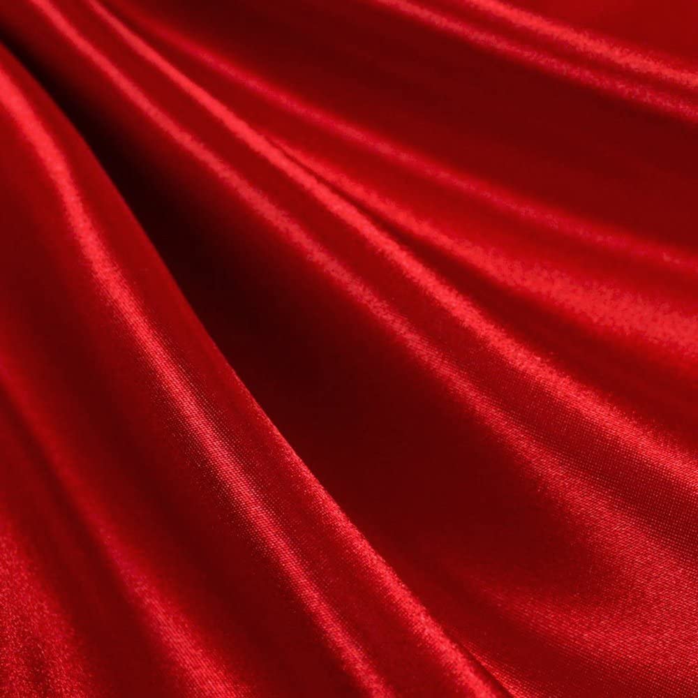1 Yard Red Stretch Charmeuse Fabric, 60" Wide, Soft Shiny Polyester Spandex for Gowns, Wedding Decor & Costumes