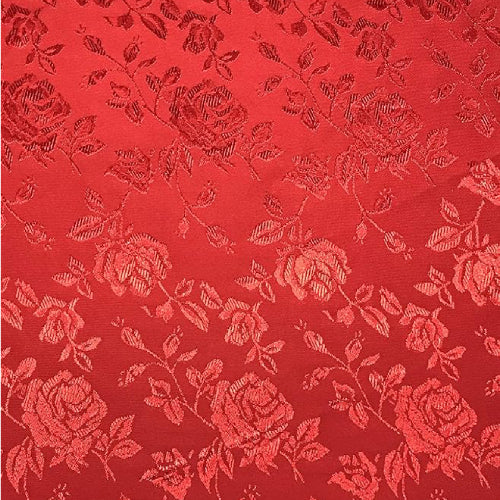1 Yard Red Rose Floral Jacquard Satin Fabric, 100% Polyester, 60/59? Width