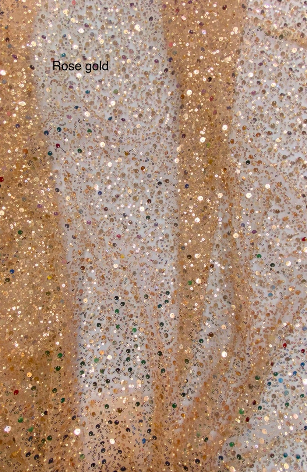 1 yard rose gold beaded sequin mesh lace fabric for dresses gowns overlays crafts 60'' Width