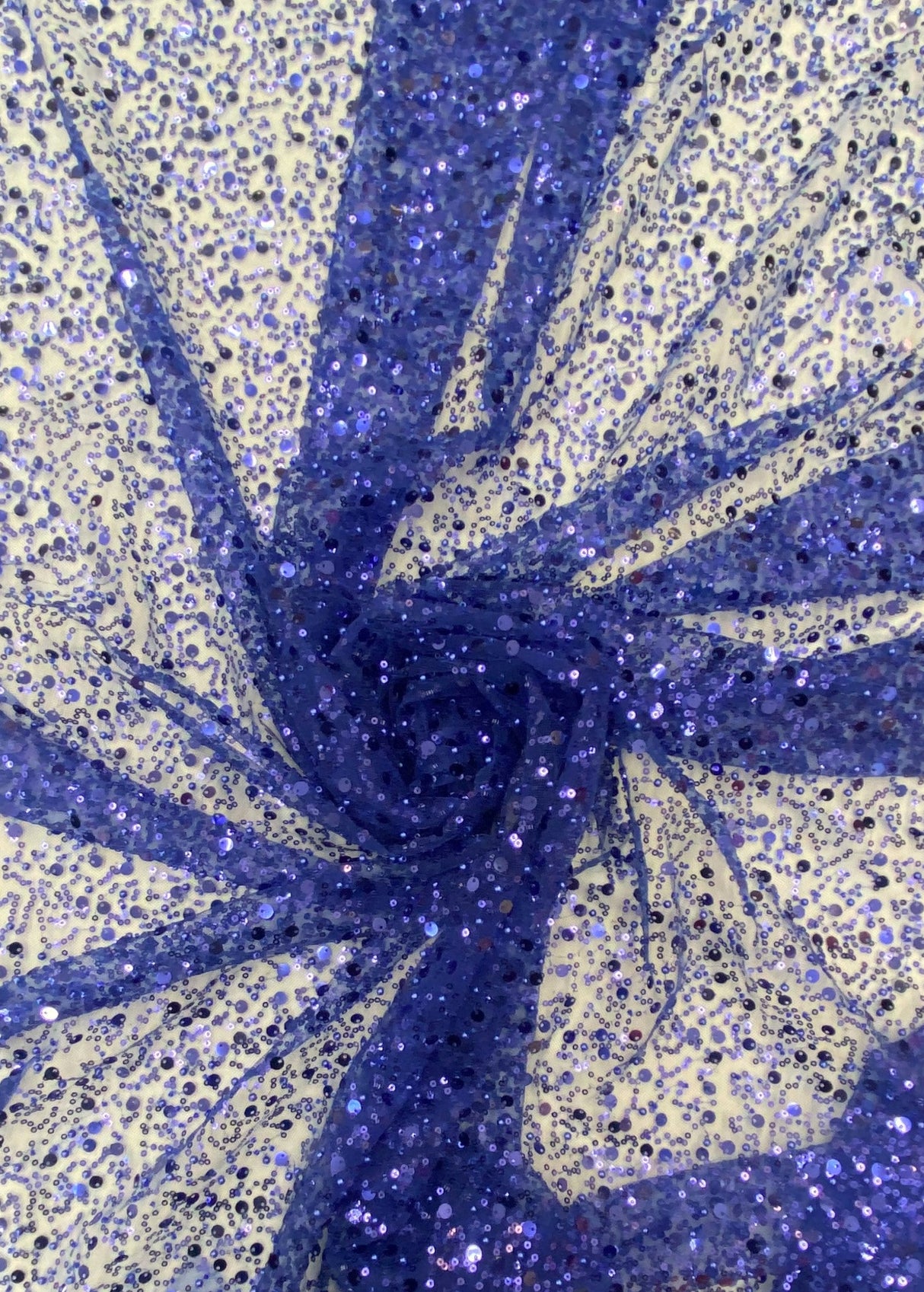 1 yard royal blue beaded mesh lace fabric with sequins for gowns dresses decor 54'' Width