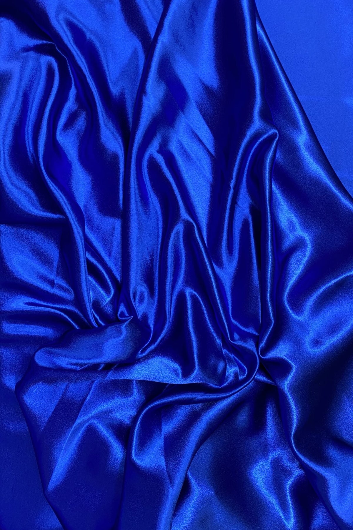 Crepe Satin Polyester Fabric - Royal Blue, Shiny, 58" Width (1 Yard)