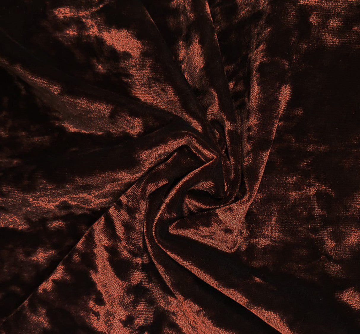 1 Yard Stretch Velvet Crushed Rust Fabric, 58/60" Wide, Soft Apparel Material