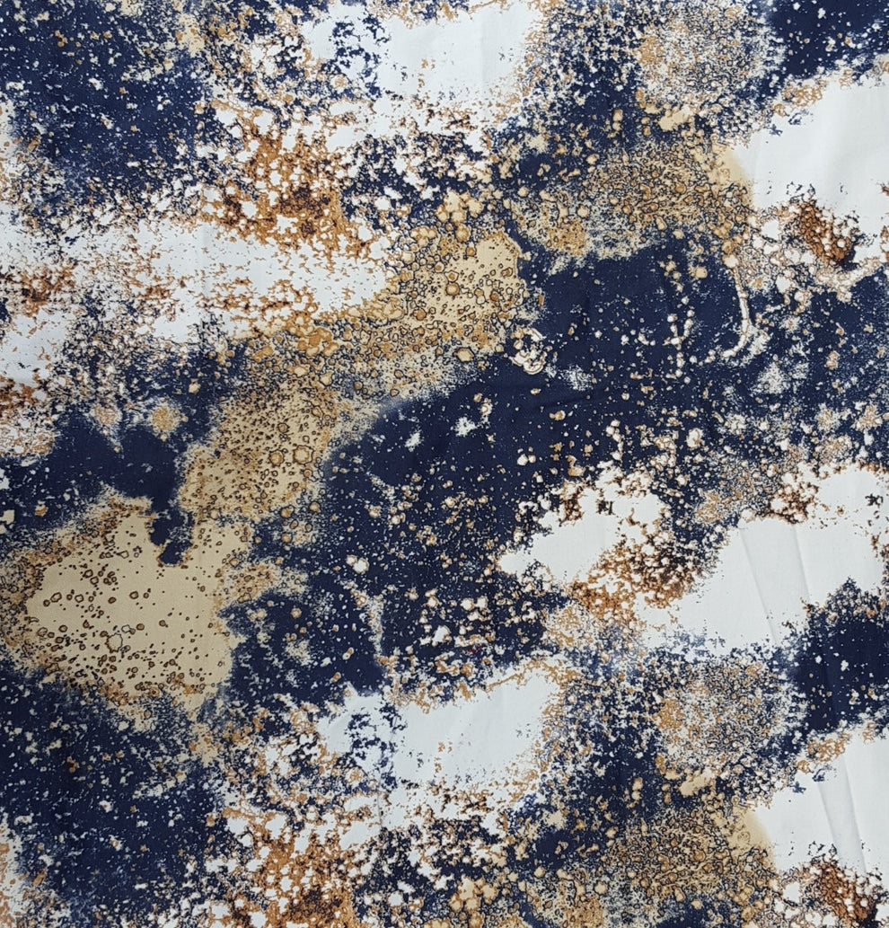 1 Yard Blue Brown Floral Cotton Twill Spandex Fabric For Pants Uniforms Jackets Skirts Dresses Crafts 50 Inch Wide