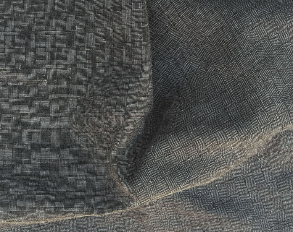 1 Yard Hemp Woven Jacquard Gray Box Fabric