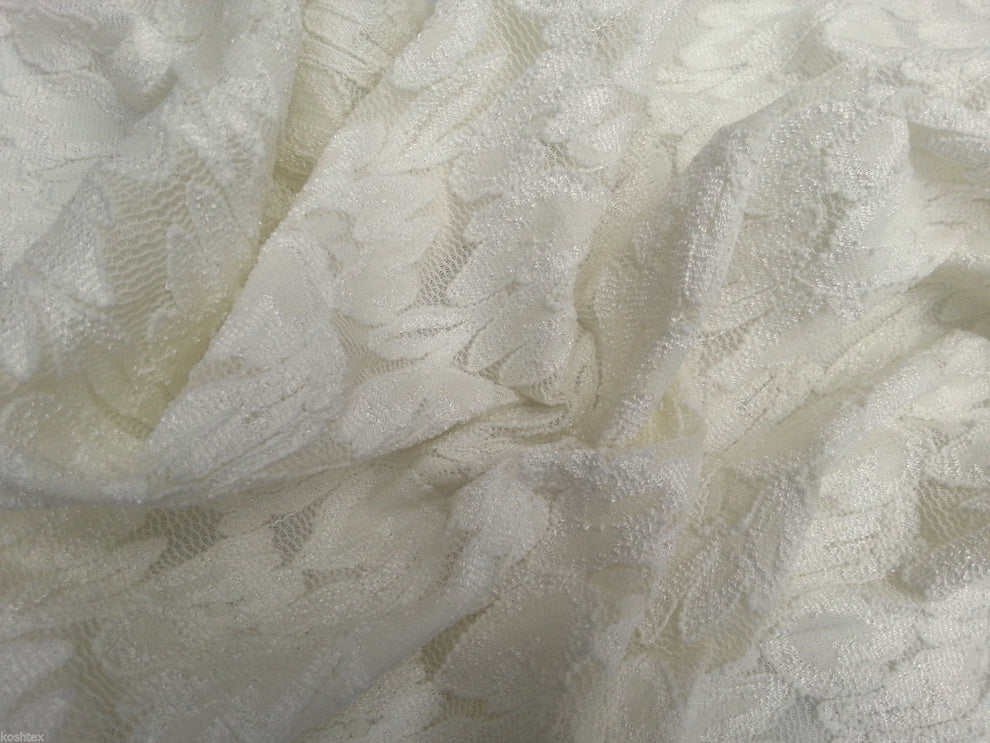 1 Yard Ivory Nylon Spandex Floral Lace Fabric