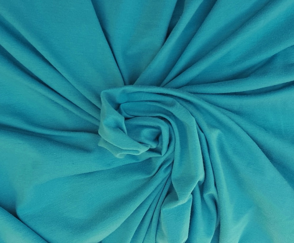 1 Yard Turquoise Organic Cotton Spandex Jersey Knit for Apparel