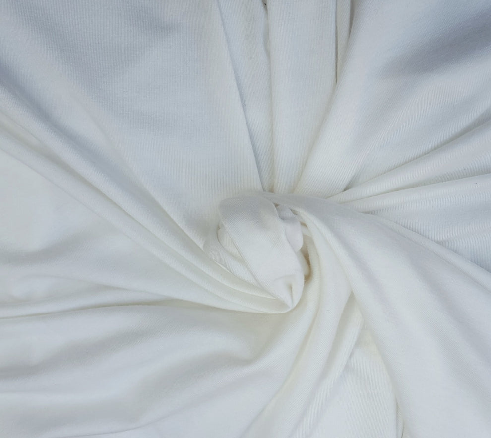 1 Yard Off White Cotton Tencel Spandex Jersey Fabric Soft Stretch Breathable