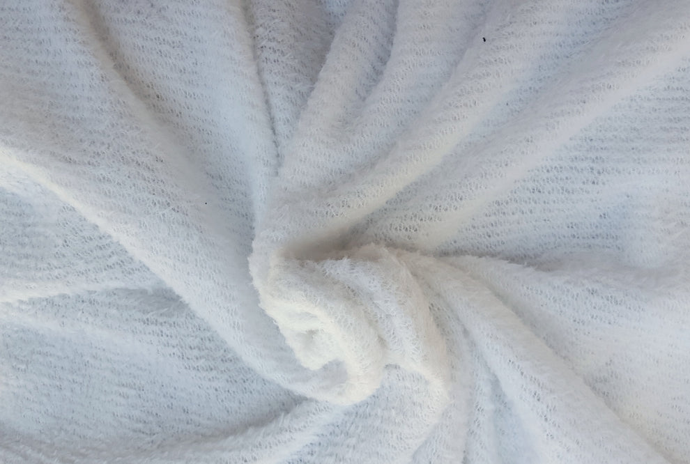 1 Yard White Mohair Sweater Knit Fabric Soft, Fluffy, Lightweight Knit