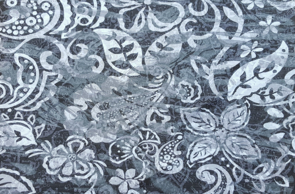 1 Yard Paisley Flower Print Cotton Blend Burnout Jersey Fabric Lightweight Knit with Stylish Pattern