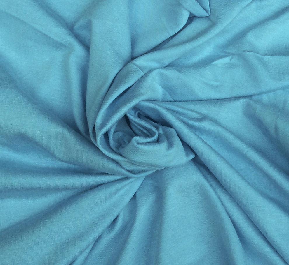 1 Yard Baja Blue Rayon Spandex Jersey Fabric Soft Stretch Knit for Tees, Dresses & Loungewear