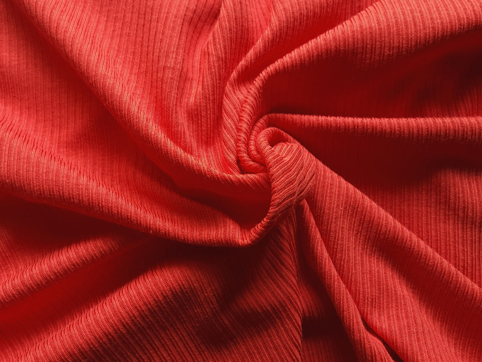 1 Yard Orange 2x2 Rib Supima Cotton Rayon Knit Fabric Soft Stretch Ribbing for Apparel & DIY Projects