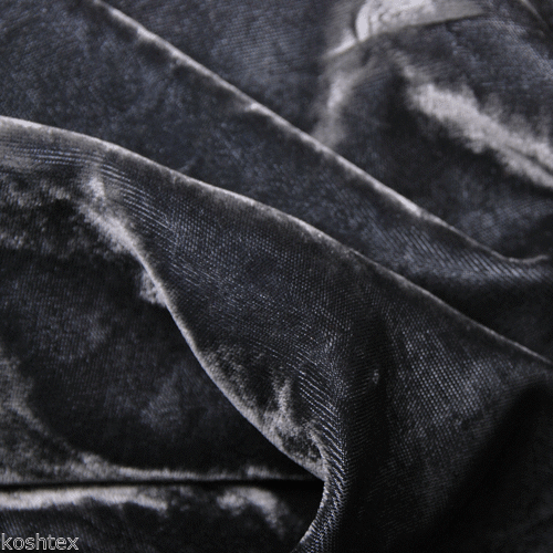 1 Yard Charcoal Silky Rayon Velvet Pre Washed Fabric For Dresses