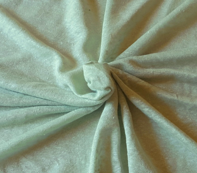 1 Yard Mint Linen Jersey Fabric Lightweight Breathable Knit for Summer Tops and Dresses