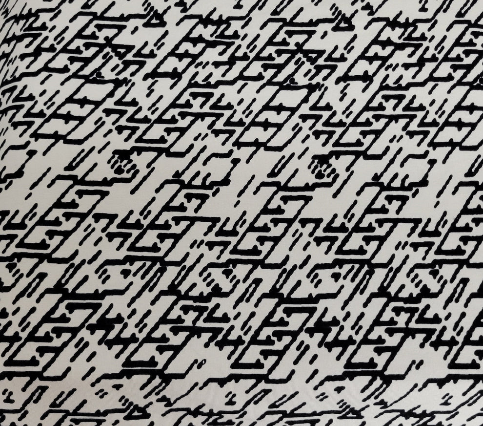 1 Yard Black & Off White Cotton Lycra Tribal Print Knit Fabric Soft Stretch Jersey for Apparel & DIY Projects