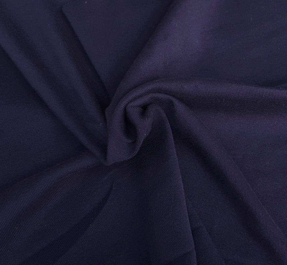 1 Yard Navy Cotton Rib 1x1 Knit Fabric