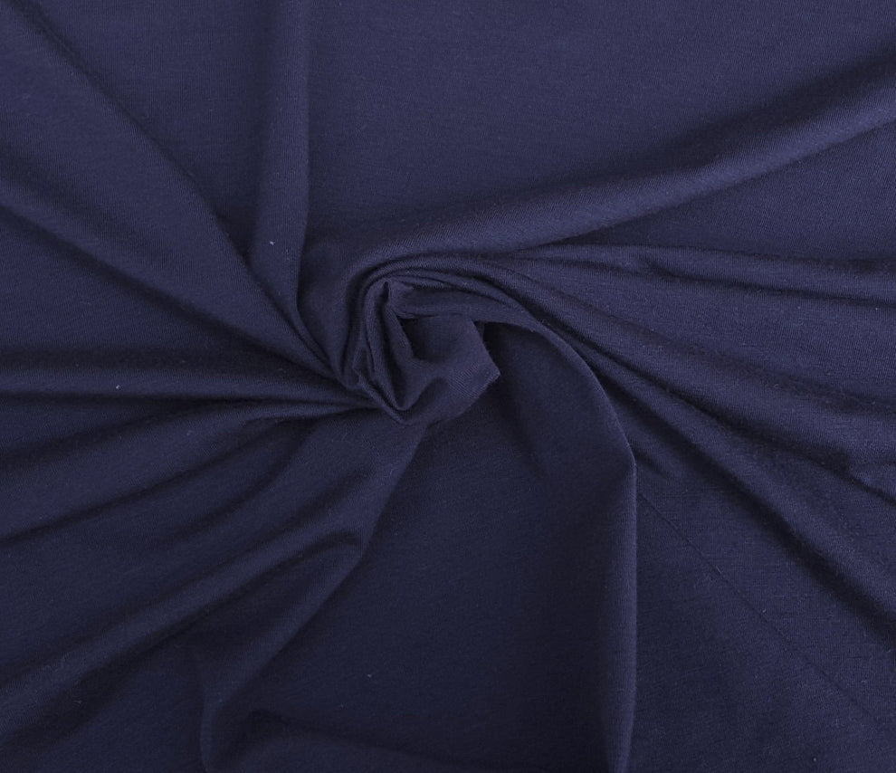1 Yard Peacoat Blue Pima Cotton Modal Spandex Blend Jersey Knit Fabric for Luxe Clothing