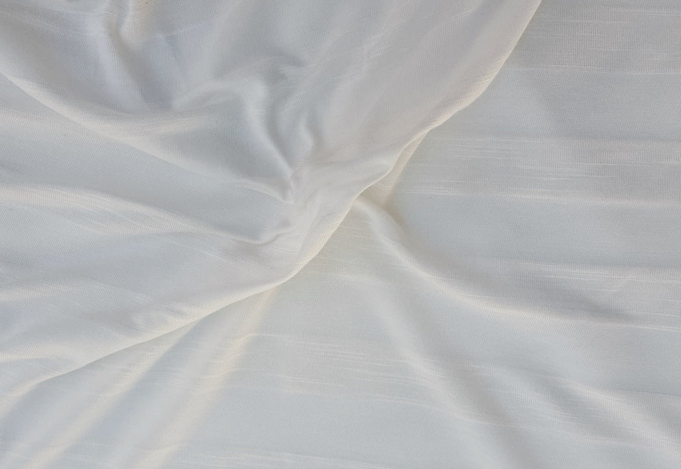 1 Yard Non Optic White Rayon Blend Yarn Dye Stripe Jersey Fabric Lightweight Soft Knit for T Shirts & Casualwear