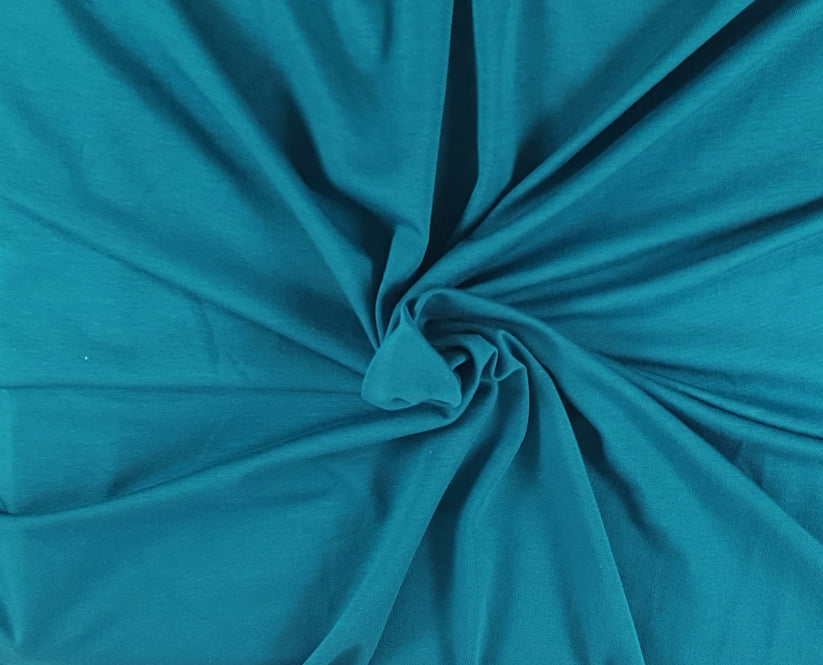 1 Yard Teal Organic Cotton Spandex Jersey Fabric