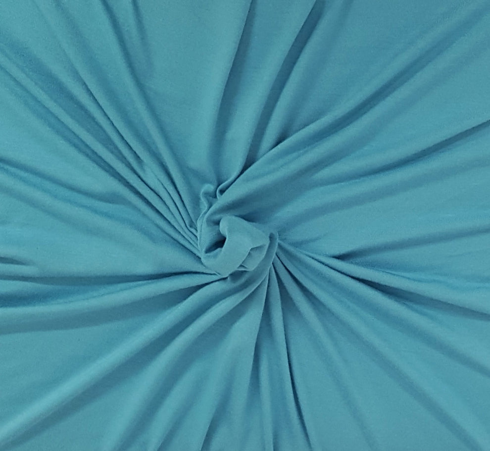 1 Yard Cerulean Blue Stretch Modal Spandex Jersey Fabric for Garment Making