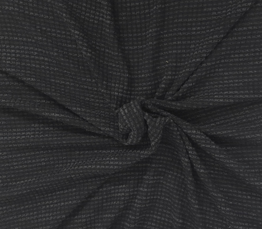 1 Yard Black Gray Rayon Spandex Thermal Knit Fabric Soft Stretch Waffle Texture for Cozy Apparel & Loungewear