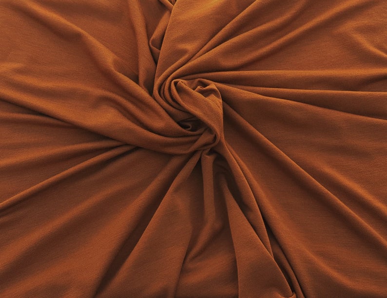 1 Yard Dark Copper Bamboo Spandex Jersey Knit Fabric Soft Stretchy Breathable