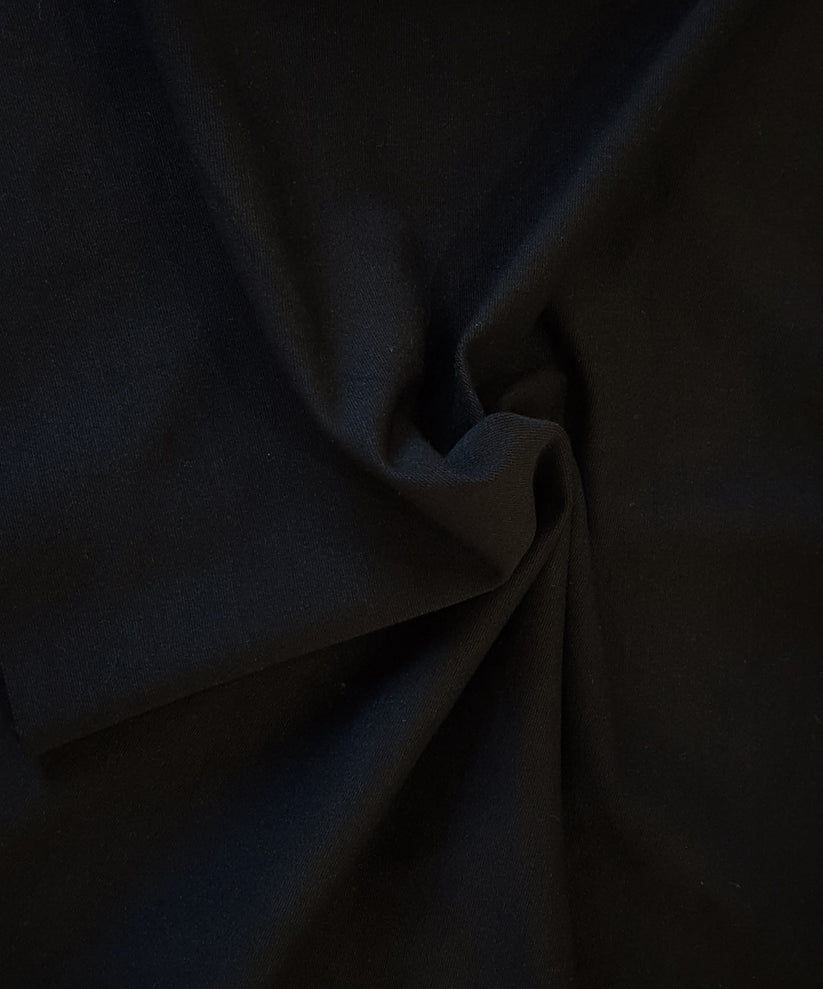 1 Yard Black Ponte De Roma Knit Fabric Viscose Rayon Spandex Stretchy Durable