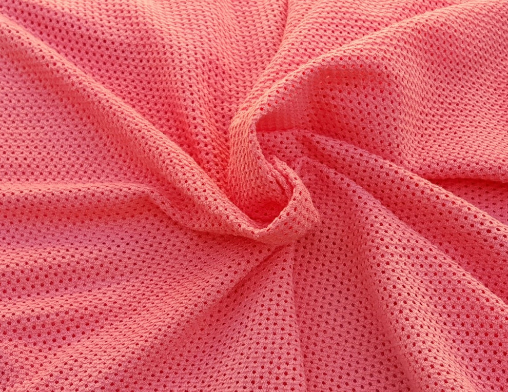 1 Yard Coral Fishnet Cotton Spandex Fabric Stretchy Lightweight Net Knit