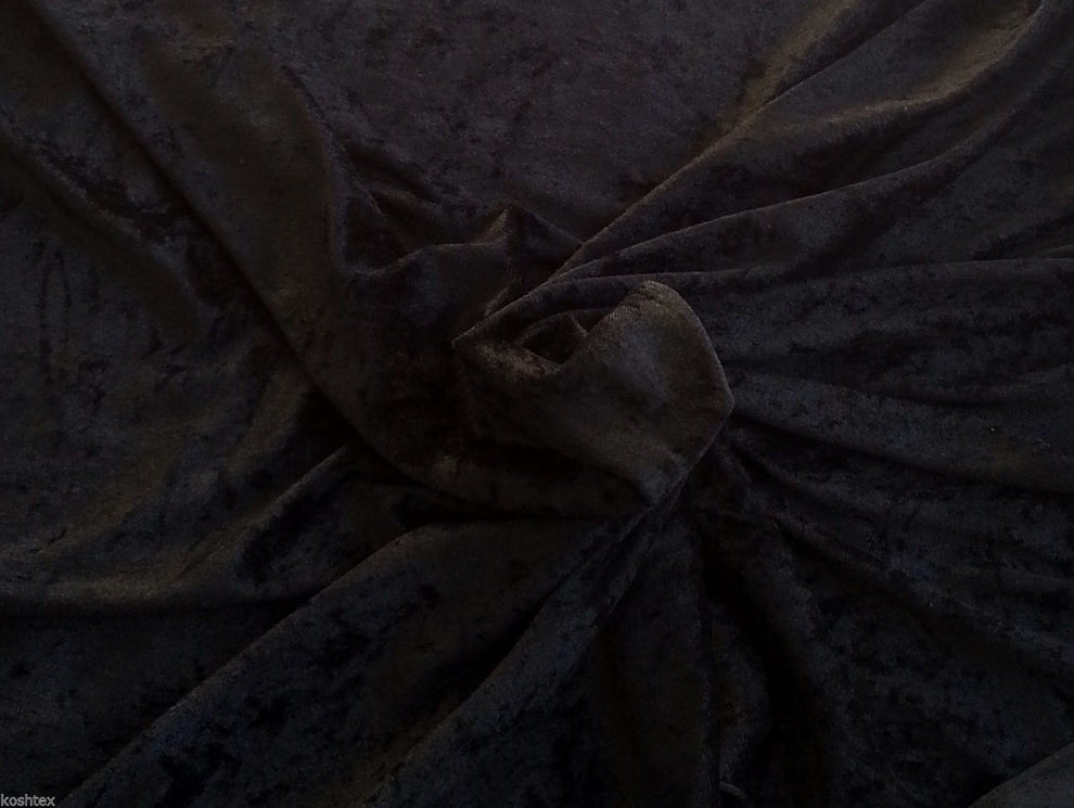 1 Yard Black Panne Velvet Fabric Shiny Crushed Stretch Knit Soft Luxurious Texture