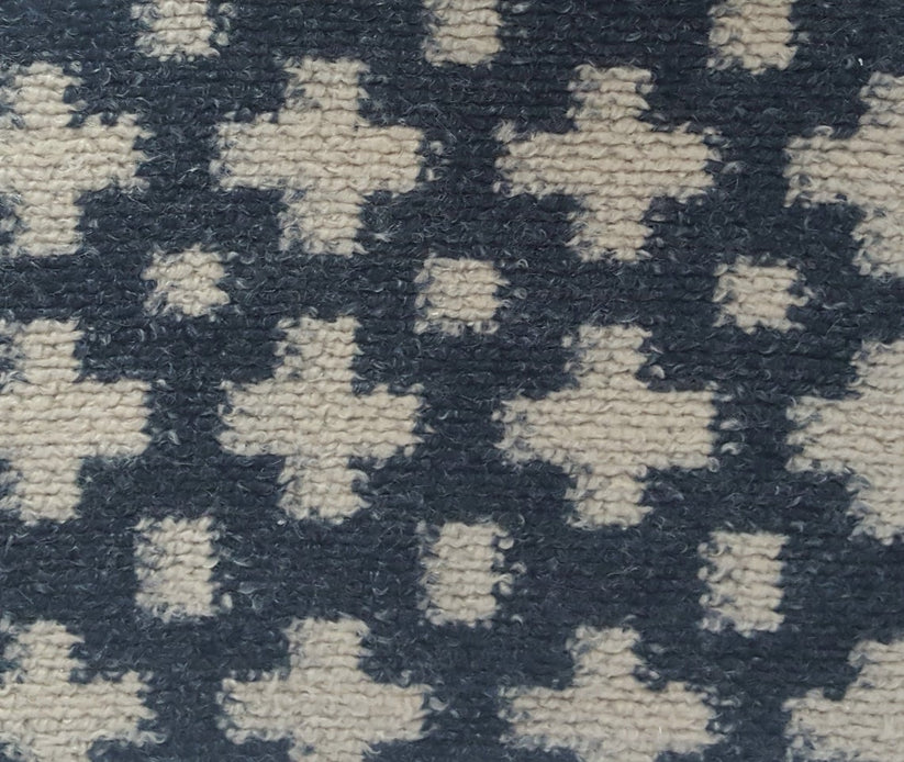 1 Yard Wool Sweater Knit Cross Pattern Navy Beige
