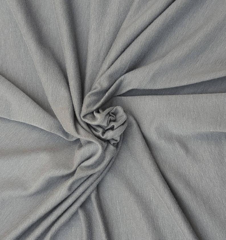 1 Yard Smoke Bamboo Cotton Spandex Jersey Knit Fabric Soft, Stretchy & Breathable