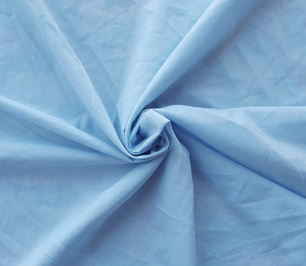 1 Yard Baby Blue Cotton Polyester Poplin Fabric Lightweight Woven Blend for Shirts, Crafts & Décor