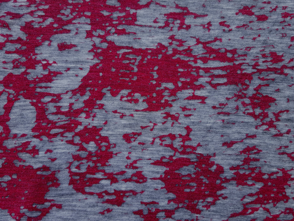 1 Yard Berry Splatter Print Burnout Jersey Cotton Blend Fabric Soft Lightweight Knit for Casualwear & DIY Apparel