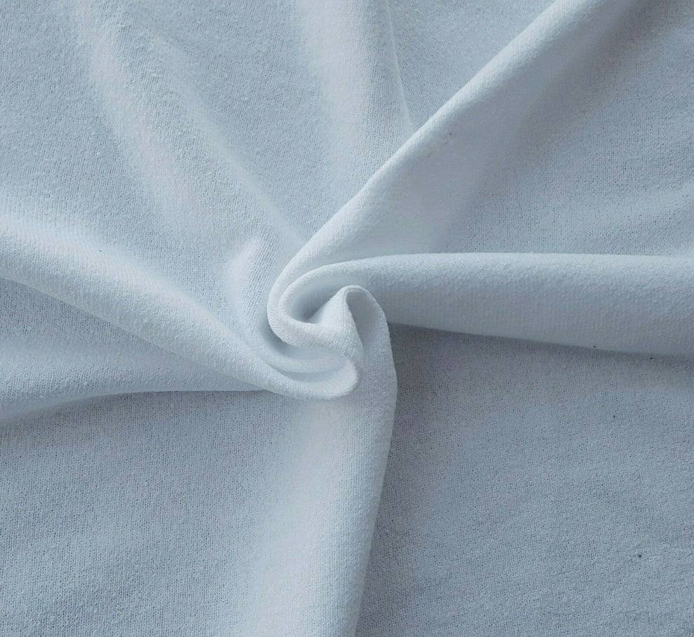 1 Yard White Cotton Sweater Knit Back Fleece Fabric Cozy Heavyweight Material Soft & Warm