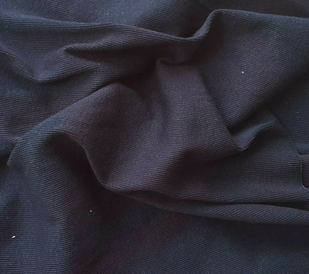 1 Yard Indigo Dye Cotton Spandex 2x1 Tubular Rib Knit Fabric