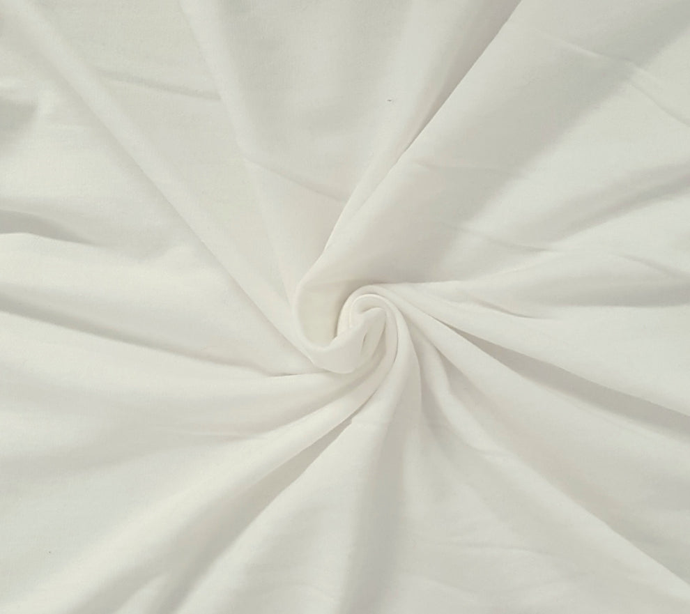 1 Yard White Cotton Sweatshirt Fleece Knit Pre Washed Soft Warm Durable Fabric