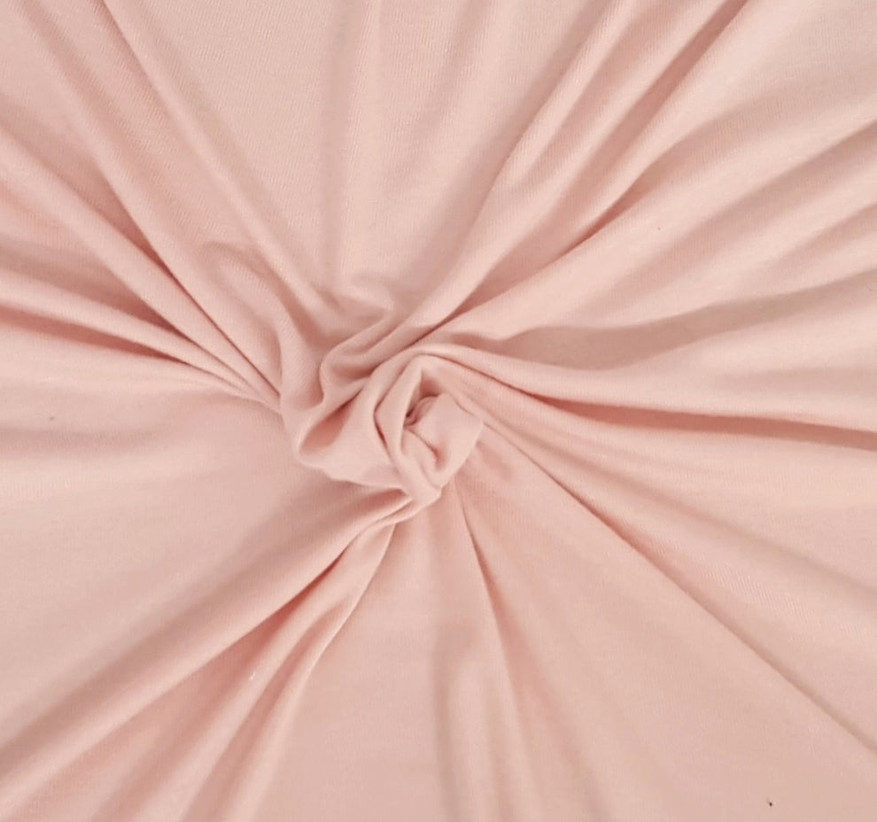 1 Yard Pale Blush Rayon Spandex 1x1 Rib Knit Fabric for Tops Dresses Sleeves Waistbands