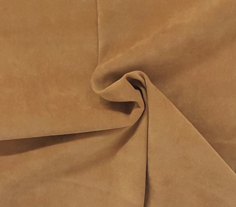 1 Yard Tan Moleskin Suede Satin Back Fabric for Jackets, Costumes, Upholstery, and Crafts