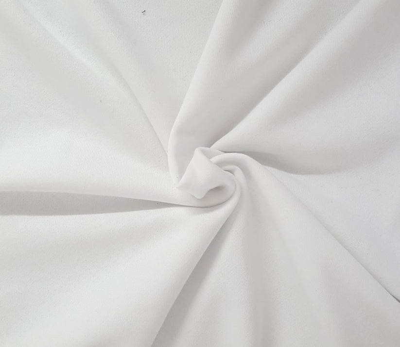1 Yard White Organic Cotton Blend Fleece Fabric Soft Warm Material For Sweatshirts