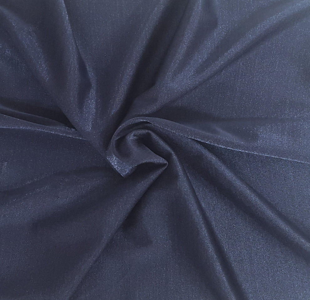 1 Yard Metallic Navy Poly Spandex Jersey Knit Fabric Lightweight Stretchy Shimmer