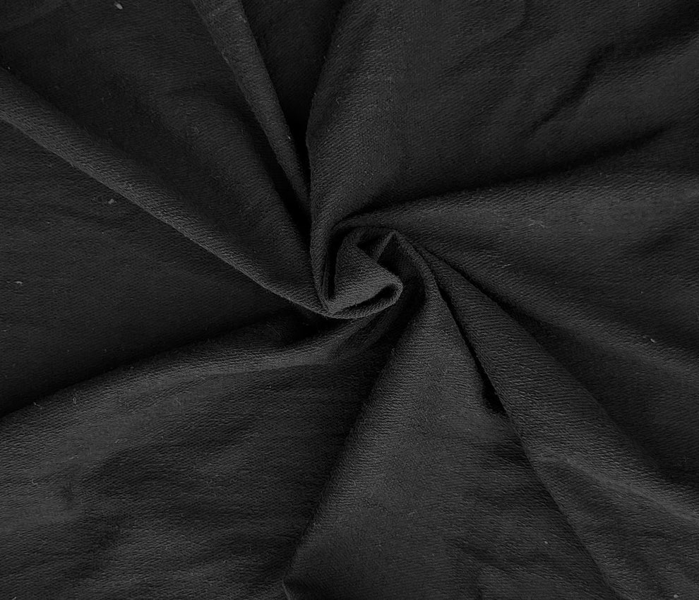 1 Yard Black Cotton Spandex French Terry Knit Stretch Loop Back Fabric