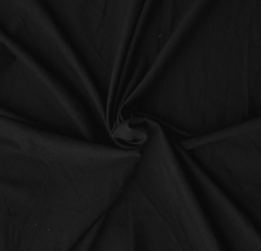 1 Yard Black Cotton Spandex Jersey Knit Fabric Lightweight, Soft & Stretchy for T Shirts, Leggings & DIY Apparel