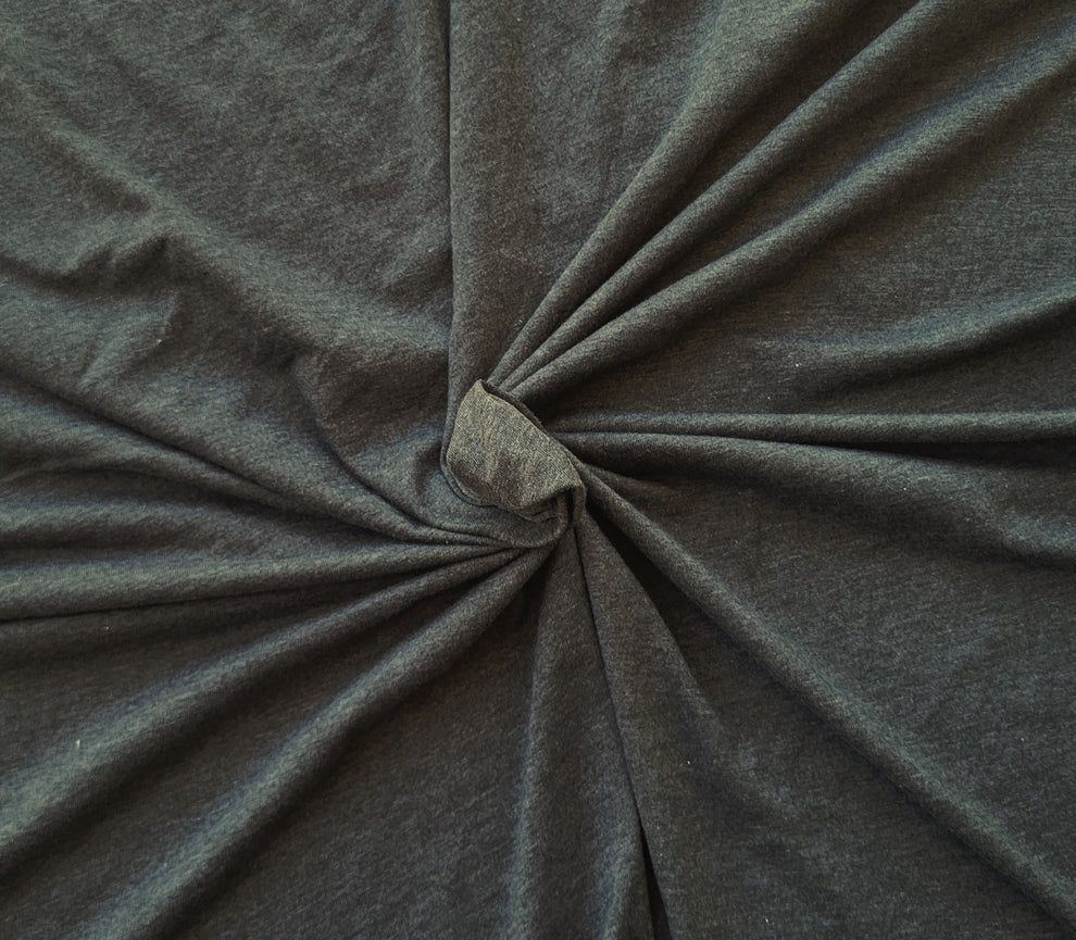 1 Yard Heather Charcoal Polyester Jersey Knit Fabric