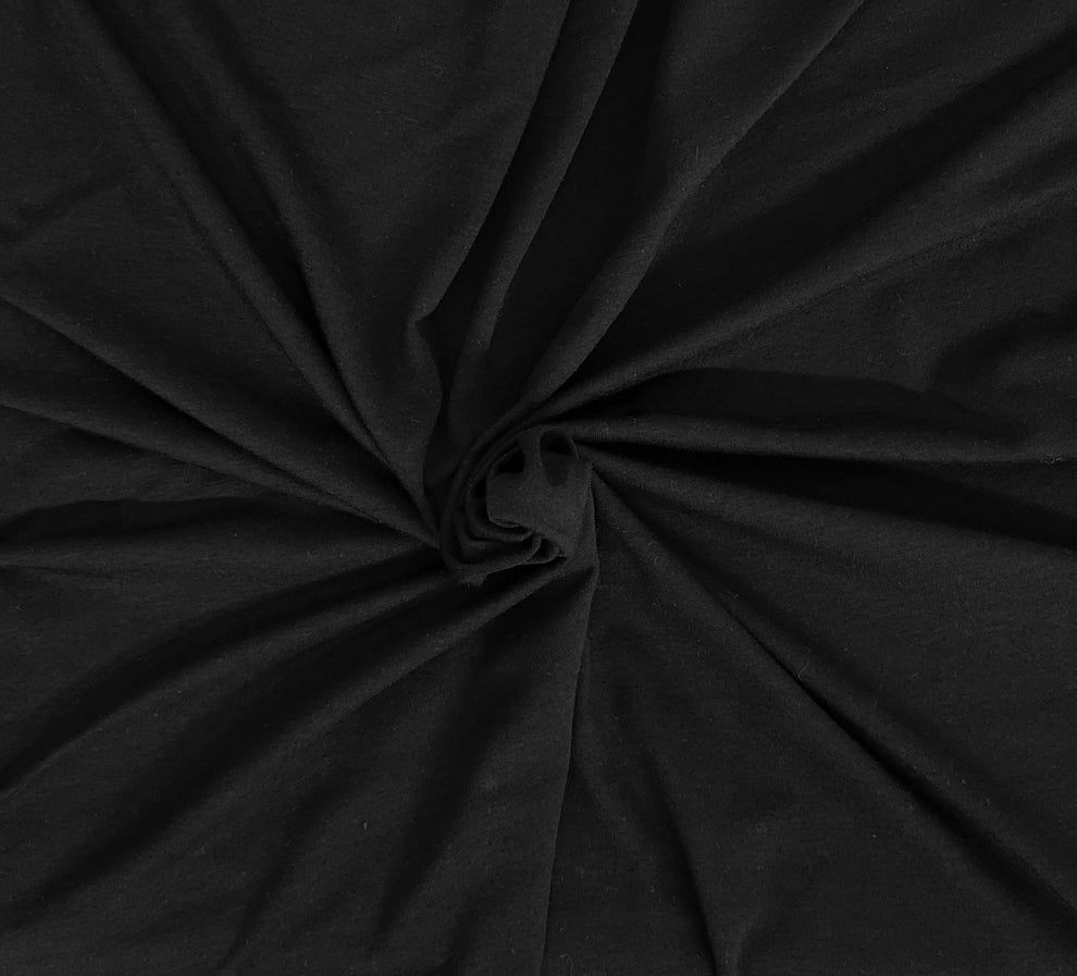 1 Yard Black Modal Cotton Spandex Jersey Knit Fabric Lightweight Stretchy Knit for Tees, Loungewear