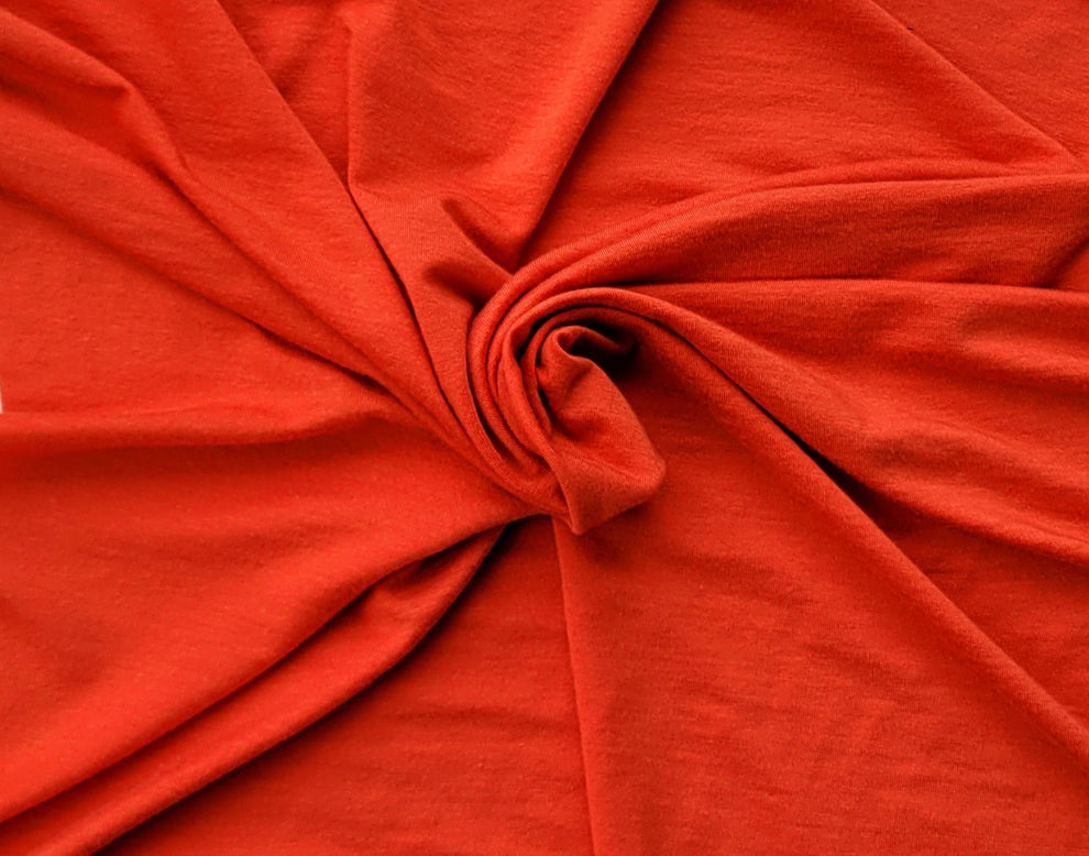 1 Yard Orange Micro Tencel Spandex Jersey Knit Fabric Ultra Soft Sustainable for Apparel