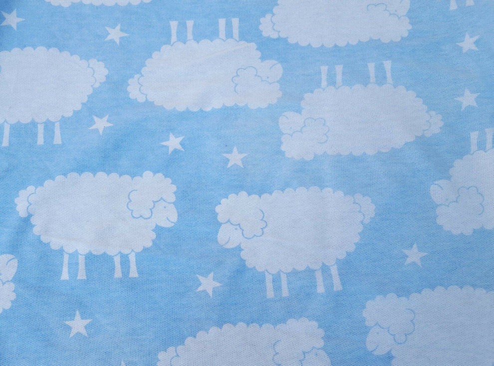 1 Yard Counting Stars Sheep Cotton Fleece Fabric Soft Cozy Print for Baby and Sleepwear